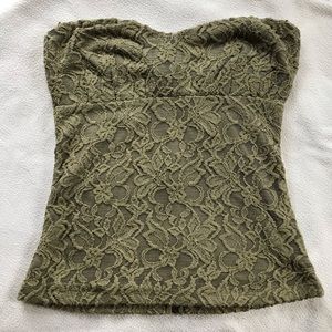 Olive lace tube top